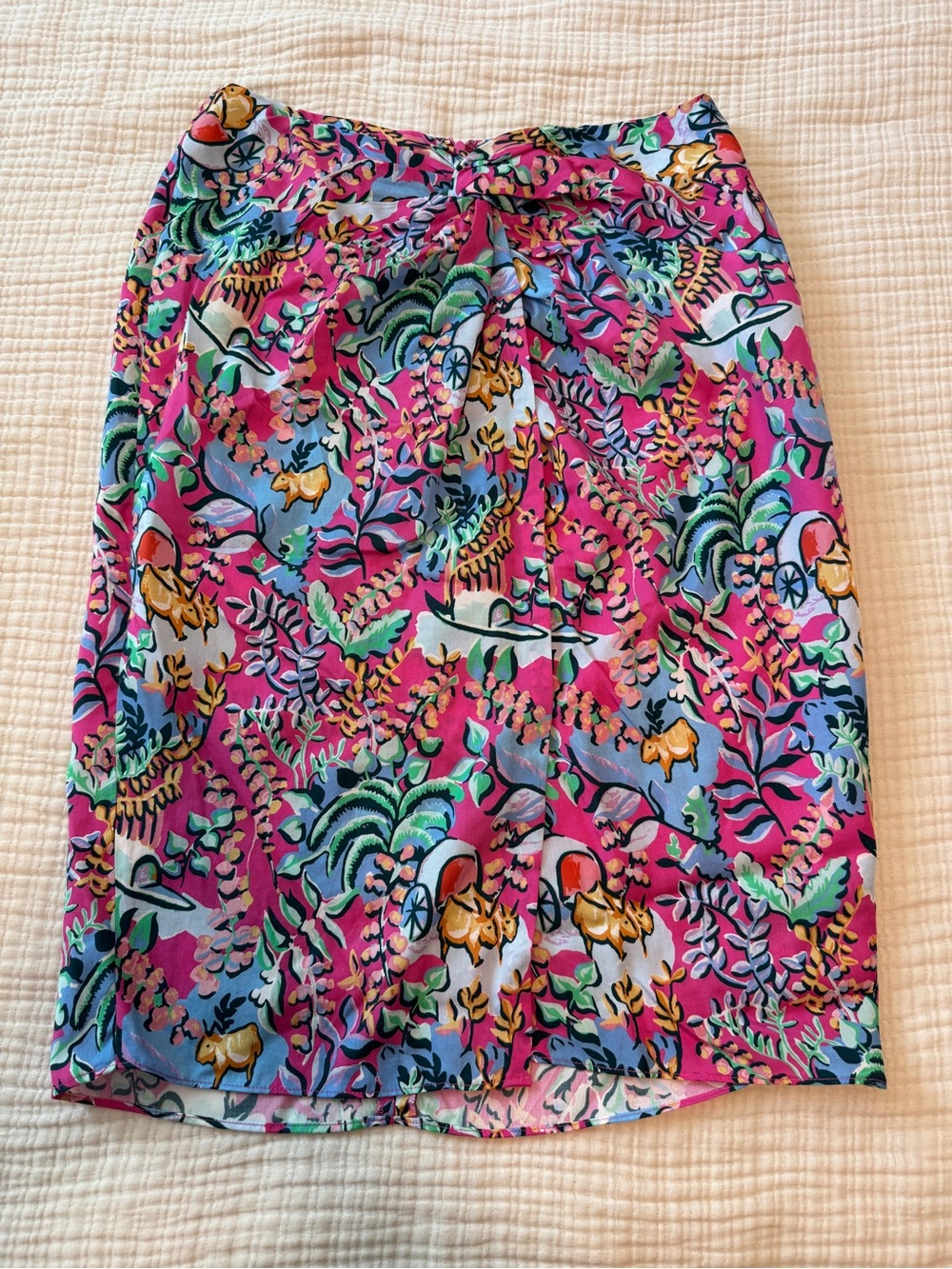J. McLaughlin Vibrant Pink Tropical Print Sarong Skirt